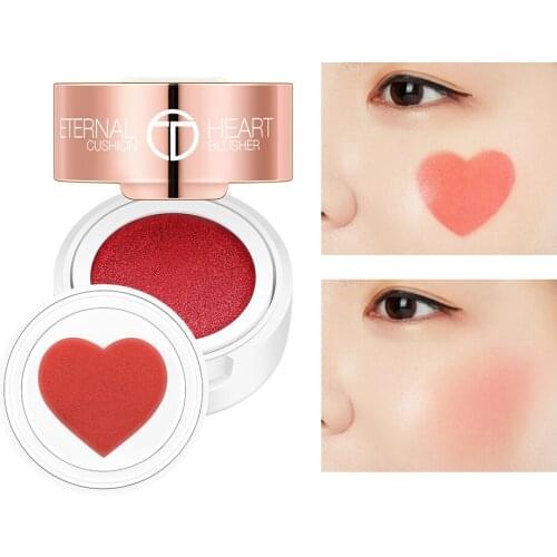 Air Cushion Blusher Maquiagem Folding Heart Shape Shimmer Blush Rouge 4 Colors Easy To Wear Natural Face Contour Make Up