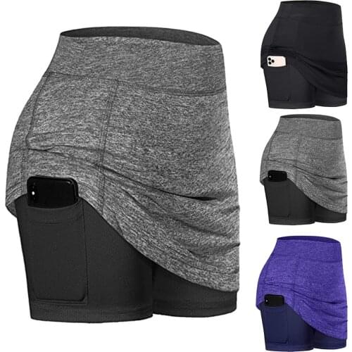 Womens Casual Shorts Pocket Stretch Sports Fitness Running Yoga Tennis Skir TBadminton Golf High Waist Skirt