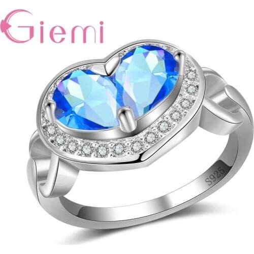 Unique Bridal Heart Rings for Women 925 Sterling Silver Classic Ring Fashion Band Propose Bague Lovers Engagement Anel