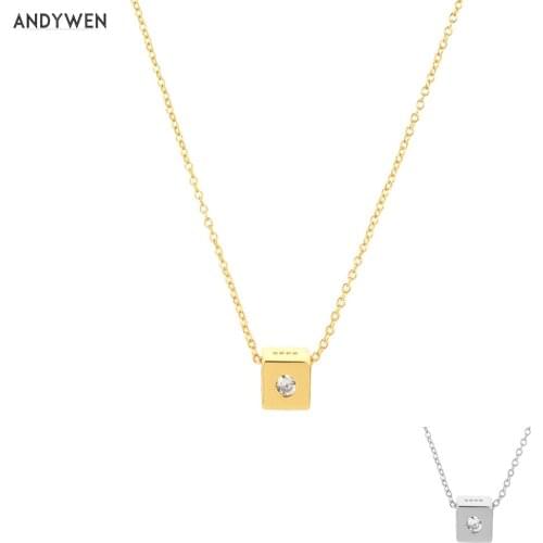 ANDYWEN Winter 925 Sterling Silver Gold Sieve Pendant Zircon Long Chain Necklace 2021 Fashion Fine Jewelry Small Gift Jewels