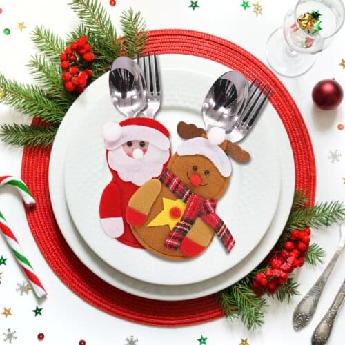 1Pcs Christmas Decorations Snowman Kitchen Tableware Holder Bag Party Gift Ornament Christmas Decorations For Home Table