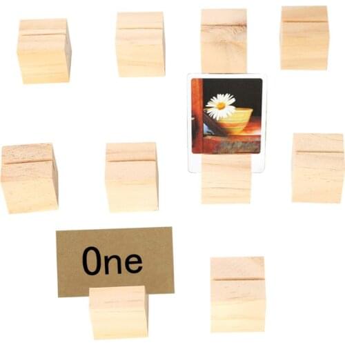 10pcs Natural Wood Numbers Photo Display Stand Business Card Holder Message Name Memo Clips Office Desk Organizer Dinner Party