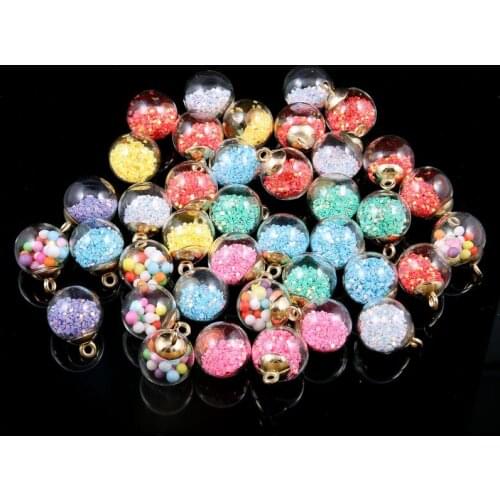 10Pcs Colorful Transparent vial glass ball Charms Plastic sequins pendant Earring For Jewelry Making DIY Necklace Accessories