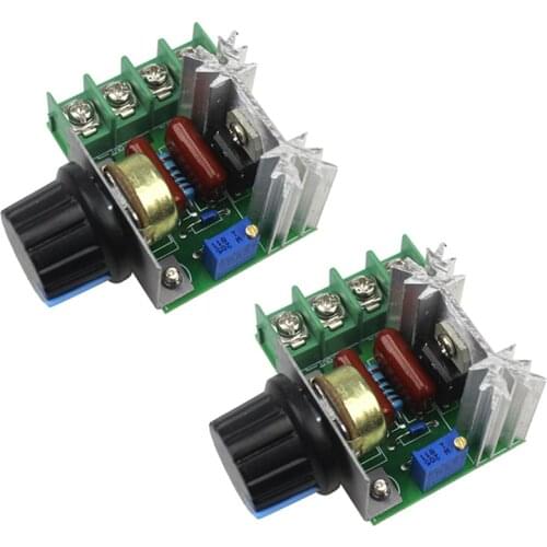 2 Pcs Speed Controller for AC Motor AC 220V 2000W Thyristor Motor Speed Control Adjustable Power Controller