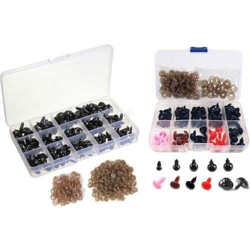 225 Pcs Safety Eyes Safety Noses with Washers, 2 Boxes - Not Easy to Loosen, Doll Making Accessories for Needle Felting kit
