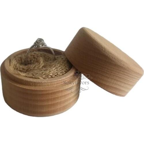 50pcs 2inch Beech Wood Mini Round Storage Box Retro Vintage Ring Box for Wedding Natural Wooden Jewelry Case Party Shower