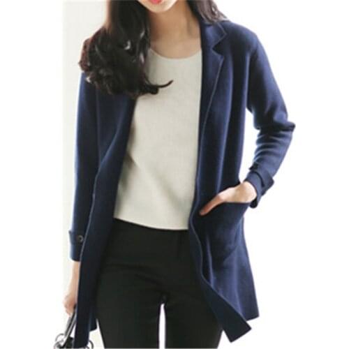 Large size pure cashmere thick knit women fashion Vneck loose cardigan sweater solid color L-XL