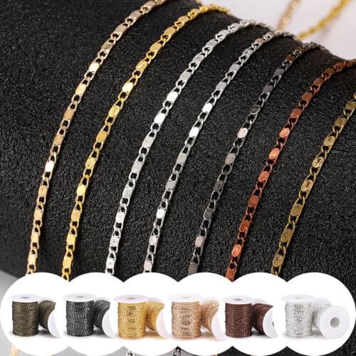 5m/lot Bracelet Necklace Chains 1.6mm Silver/Gold/Gunblack/Antique Bronze Link Chain for DIY Jewelry Making Accessories