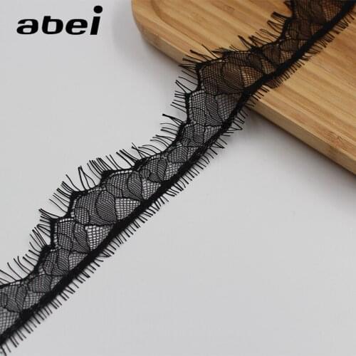 3yards/lot 4.5cm Black Eyelash Lace Ribbon DIY Fabric Trims Sewing Accessories