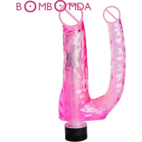 Double Dildos G Spot Massage Vibrating Silicone Dildo Anal Plug In One Piece Female Masturbation Double Dildos