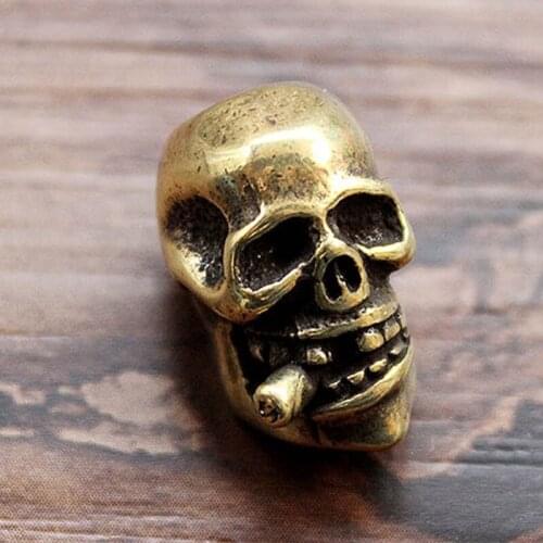 EDC Brass Smoking Skull Knife Pendant Hanging Button Phone Umbrella Rope Pendant Zipper Head Knife Beads Paracord Accessories