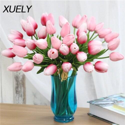 10pcs beauty Real touch Artificial flowers latex Tulips flower Bouquet Fake flower bridal bouquet decorate flowers for wedding