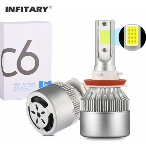 2PCS C6 H1 H3 Led Headlight Bulbs H7 Car Lights H4 880 H11 HB3 9005 HB4 9006 H13 6000K 72W 12V 8000LM Auto Headlamps