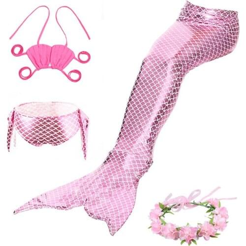 Little Mermaid Tails for Swimming Costume Mermaid Tail Cosplay Girls Swimsuit Kids Children Swimmable suit Monofin