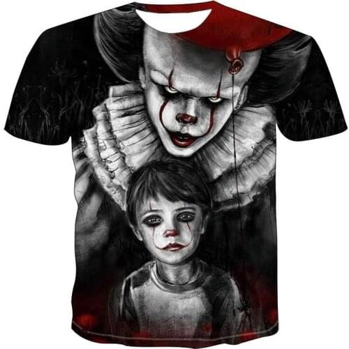Horror movie clown ghost 3d male/female hip-hop trendy clothing t-shirt fashion boy cool clothes men’s shirt