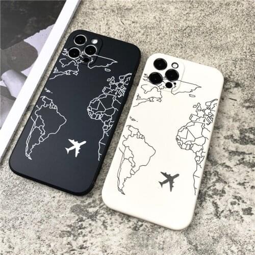 World map soft Case For iPhone 11 12 Pro Max mini 7 8 6 6S Plus XR X XS MAX se Liquid silicon phone Cover illustration funda