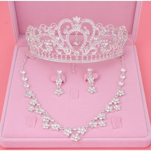 Gorgeous Heart Wedding Tiara Jewelry Sets Diadem Shiny Bridal Crown Queen Tiaras Shinning Rhinestone Crystal Hair jewelry Sets
