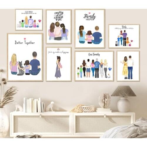 Family Father Mother Child Love Rainbow Wall Art Canvas Painting Nordic Posters And Prints Wall Pictures For Living Room Decor