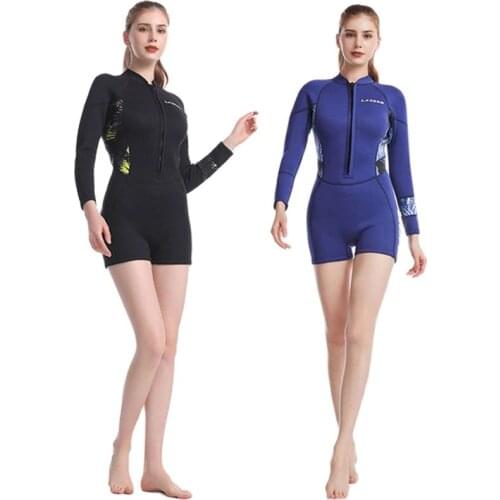 LAGCEN 2.5mm neoprene Wetsuit women short sleeve diving suit female Surfing Snorkeling one piece set Scuba spearfishing swimsuit