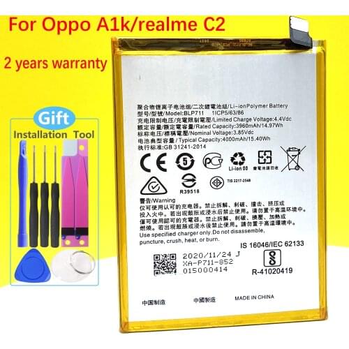 New BLP711 4000mAh Battery For OPPO A1k/Realme C2 Mobile Phone In Stock