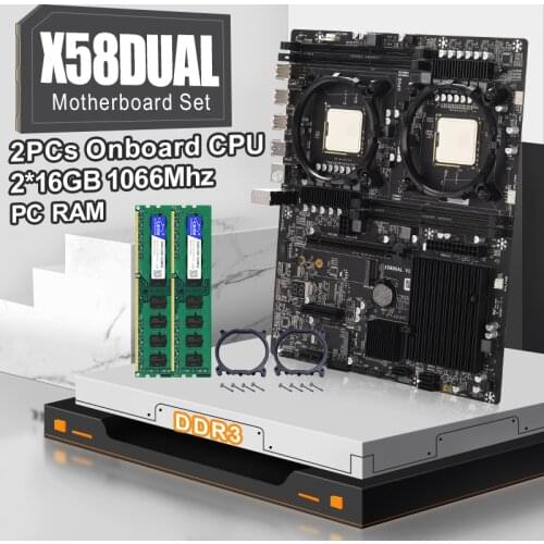 New JINGSHA X58 Dual Set Lga 1366 Motherboard Dual With Onboard CPU L5520 2.27GHz DDR3 8GB 1333 PC RAM*2 X58 Chipset 4 Channles