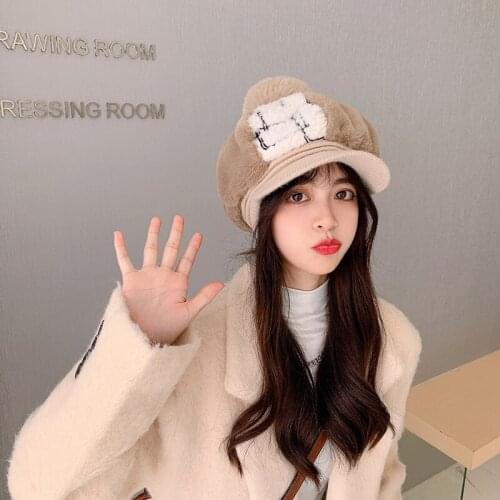 Autumn Women Wool Berets Fashion Retro Color Matching Octagonal Cap Female Thick Warm Winter Hats Newsboy Hat