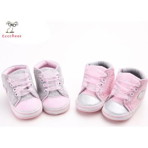 Newnorn Toddler Infant Baby Casual Canvas Shoes Polka Dot Anti-slip Soft Sole Lace Up Crib Shoes Cute Baby Sneaker 0-18M