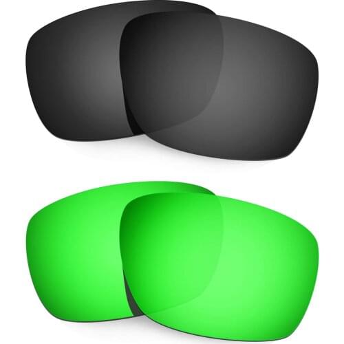 HKUCO Polarized Replacement Lenses For Tinfoil Carbon Sunglasses Black/Green 2 Pairs