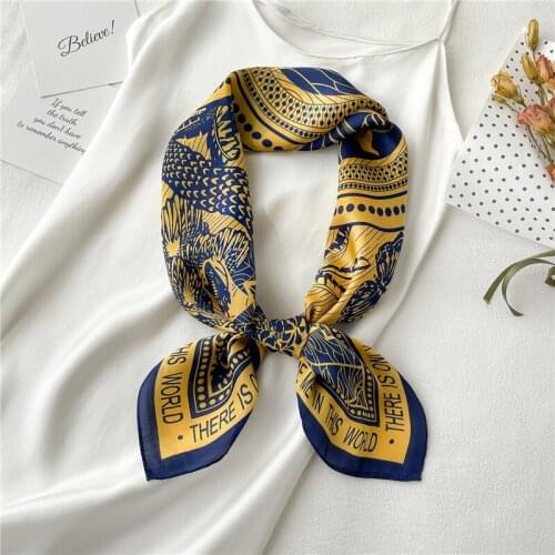 Luxury Print Silk Satin Head Band Women Scarf 70*70cm Neckerchief Femele Hair Accessories Hand Bag Wrist Neckerchief Shawl Wraps