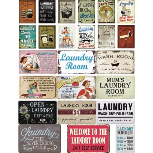 Laundry Metal Vintage Retro Metal Sign Vintage Tin Sign Plaque Wall Decor for Laundry Room 20x30cm