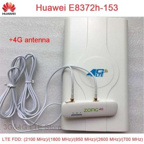 Unlock Huawei E8372 E8372h-153 4G wifi dongle with LTE high gain antenna double TS9 connector