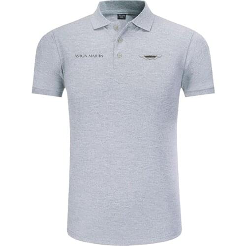 Aston Martin logo Polo Shirt Men Brand Clothes Solid Color Polos Shirts Casual Cotton Short Sleeve Polos