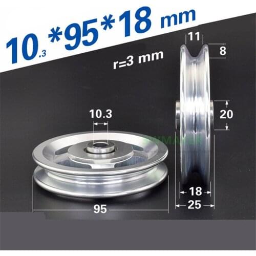 1pcs 10*95*18mm Aviation Aluminum Pulley, 6202 Bearing Wheel/Hanger Wheel/Guide Wheel, Sports Apparatus Accessories