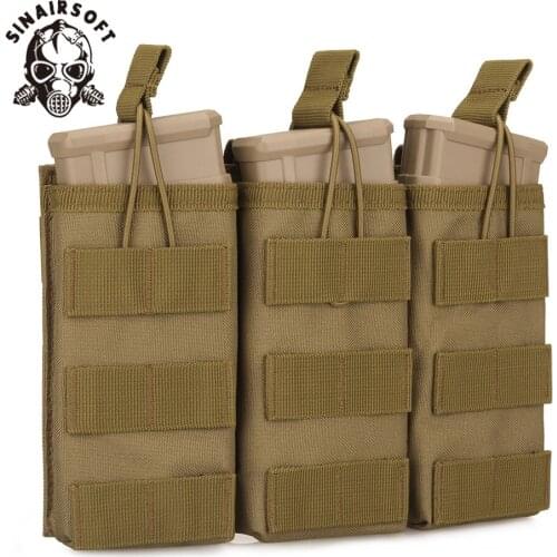 SINAIRSOFT Tactical bag Hunting Molle Vest Triple 223/5.56mm Open Top Mag AK M4 Magazine Pouch Paintball Airsoft
