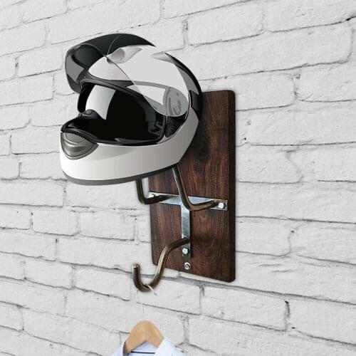 Motorcycle Helmet Rack Jacket Hook Wall-Mounted Gloves Keys Hanging Garage and Hook Motorbike For Home Wood Helmets Metal H Z9D5