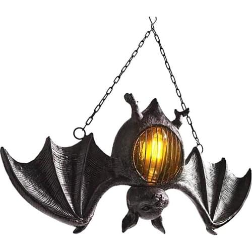 Halloween LED Bat Lantern Front Resin Bat Pendant Halloween Party Haunted House Decoration Props Outdoor Garden Ornaments
