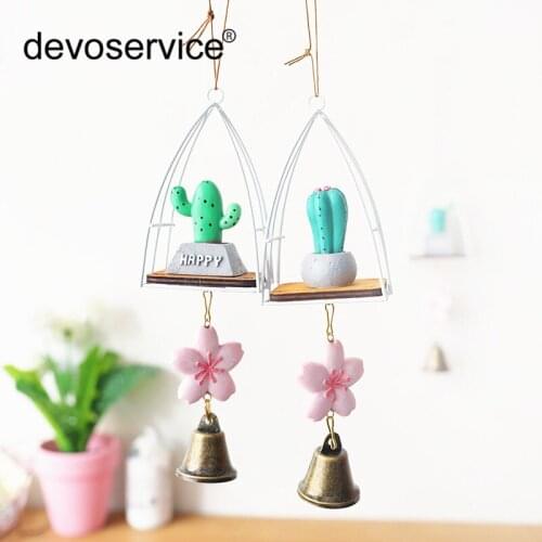 Fresh Cactus Wrought Iron Wind Chimes Hanging Nordic Style Room Bedroom Wind Bell Pendant Wedding Party DIY Decoration Supplies