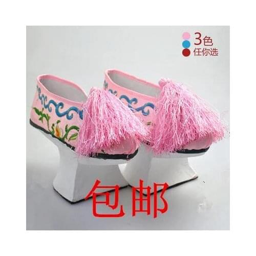 Qing Dynasty Princess shoes Oriental Chinese Ancient Women shoes Heighten Performance
