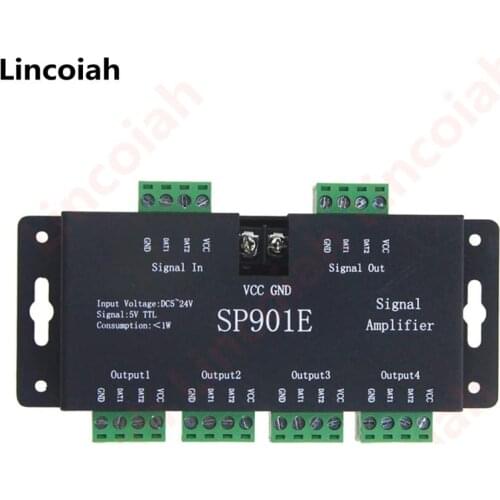SP901E SPI Signal Amplifier for WS2812B WS2811 WS2813 Pixel RGB LED Strip Signal Repeater Addressable Dream Color Tape DC 5V-12V