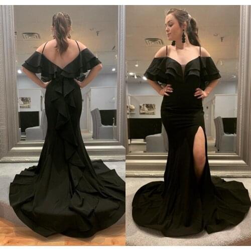 2019 New Evening Dresses Spaghetti Straps Side Split Plus Size Mermaid Prom Gowns Custom Made Special Occasion Dress