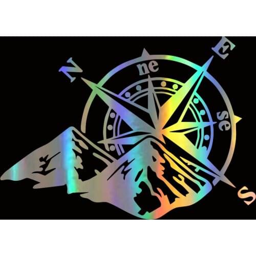 WaveHands 12cm*16.6cm Car StickerJungle Adventure Compass Funny Car Decal Reflective Laser Vinyl Car Sticker 3D Car Styling