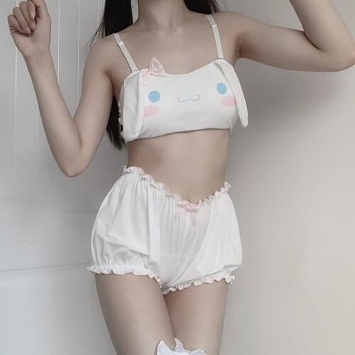 Japanese comfortable underwear women bra thin cute soft sexy lingerie girl dog girl pure desire no steel ring tube top bra set