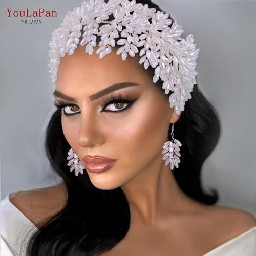 YouLaPan HP371 Luxury Bridal Hair Accessories Women Headpiece Big Tiaras and Crowns Wedding Crystal Bridal Hair Jewelry Set