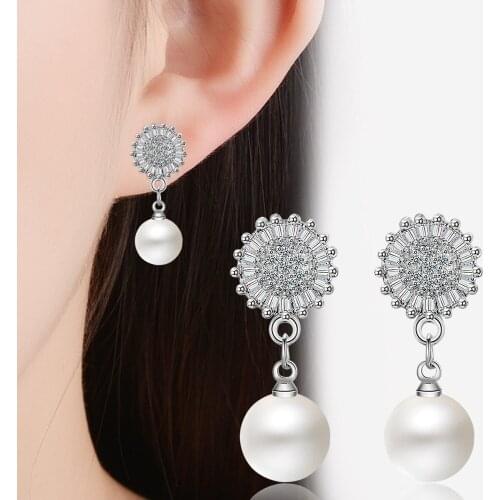 Pearl Jewelry Romantic Star Drop Earrings for Women 925 Silver Engagement Wedding Simple Fine Jewelry Luxury with Box Gifts