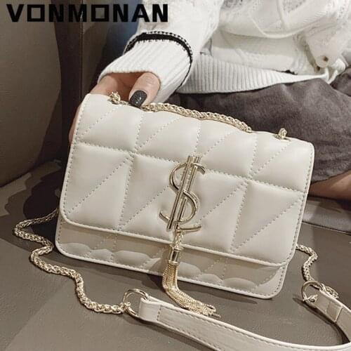 Female Small Crossbody Shoulder Bag with Metal Tassel Fashion Clutch Ladies Sac Genuine brand PU Leather Handbag Purse for Women