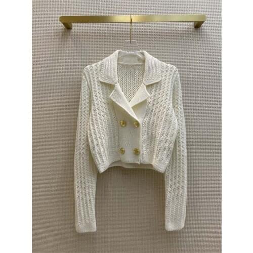 2021 Autumn New Fashion Double-breasted Designer Hollow Knit Cardigan coats