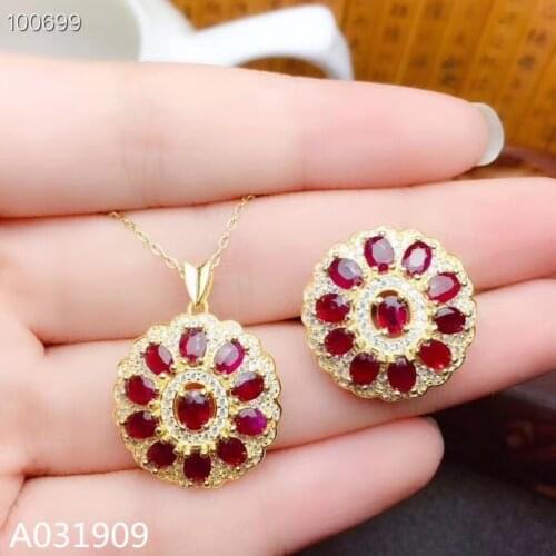 KJJEAXCMY boutique jewelry 925 sterling silver inlaid Natural Ruby pendant ring Female suit support detection fashion