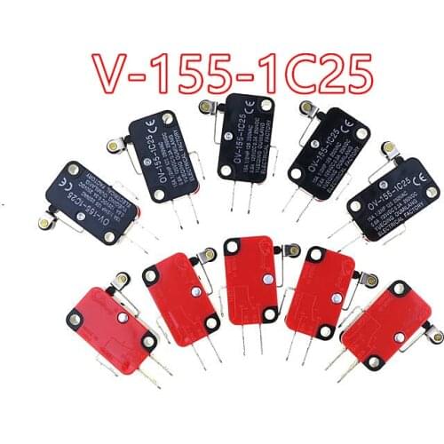 10pcs V-155-1C25 Micro Limit Switch Short Hinge Roller Lever Arm for Arduino