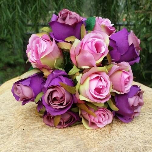 12 Bundle Silk Peony Bouquet Scrapbook Fake Plants Artificial Roses Flowers Home Decoration Accessories Wedding Party Supplies