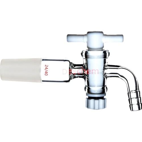 24/40,Glass Vacuum Adapter,Bent Hose Connection,Lab PTFE Stopcock,Chemical Valve